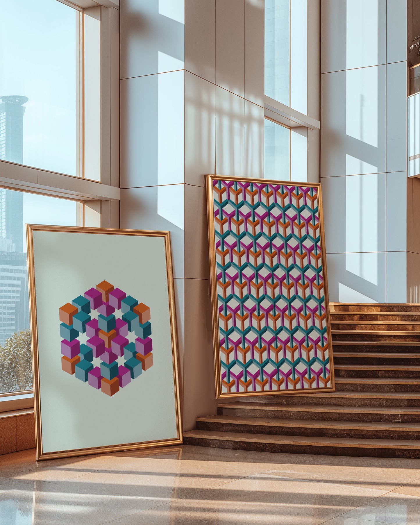 Colourful Geometric Cube | Digital Print