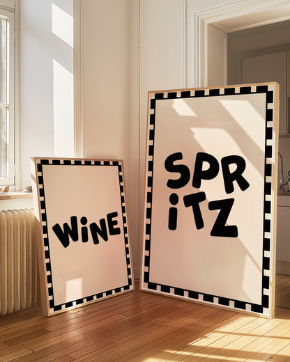 Spritz Checkered Alcohol Drinks Black | Digital Print