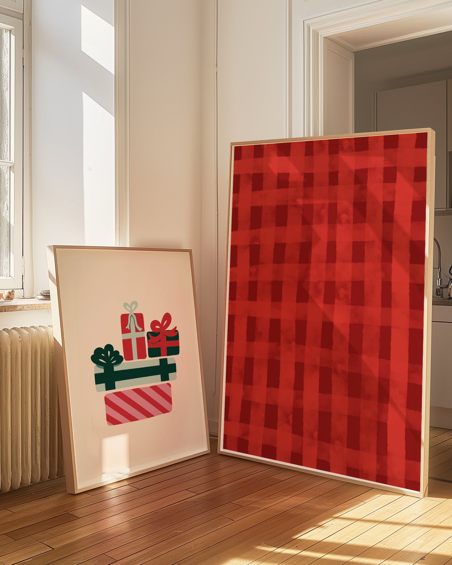 Grid Pattern Reds Watercolour | Digital Print