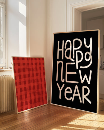 Happy New Year Black | Digital Print