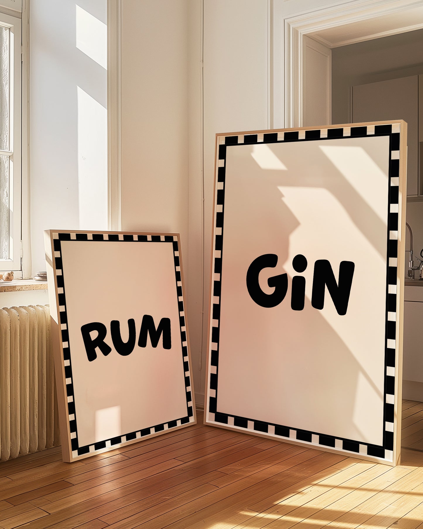 Gin Checkered Alcohol Drinks Black | Digital Print