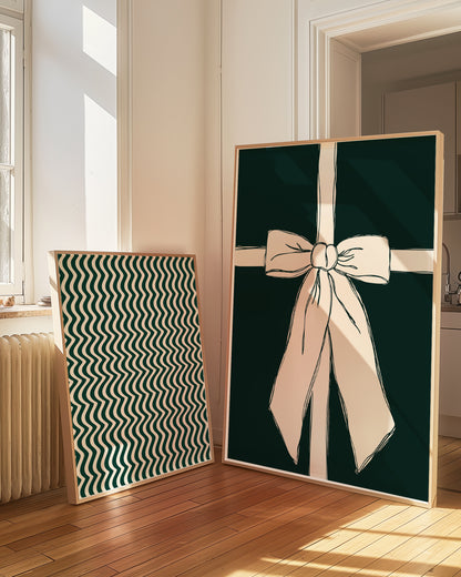 Giant Ribbon Bow Illustration Green | Digital Print