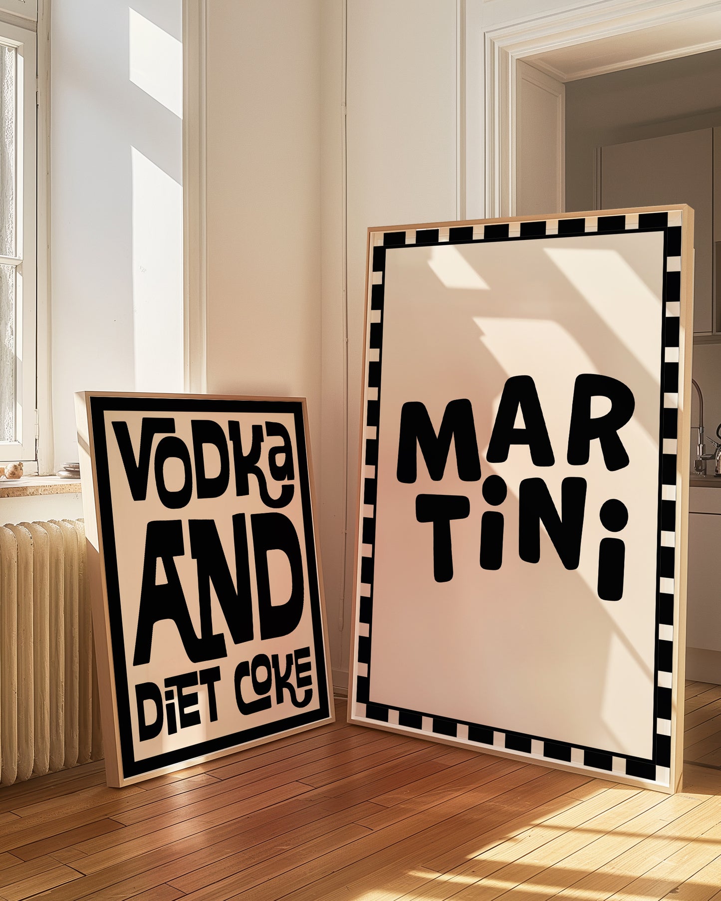 Martini Checkered Alcohol Drinks Black | Digital Print