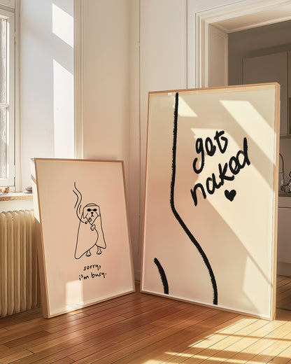 Get Naked Illustration | Black | Illustration Design | Digital Print