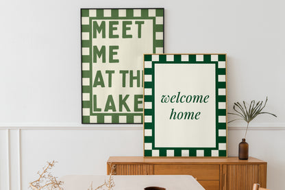 Green Welcome Home Checkers | Digital Print