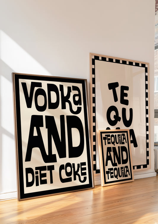 Vodka And Diet Coke Alcohol Drinks Black | Digital Print