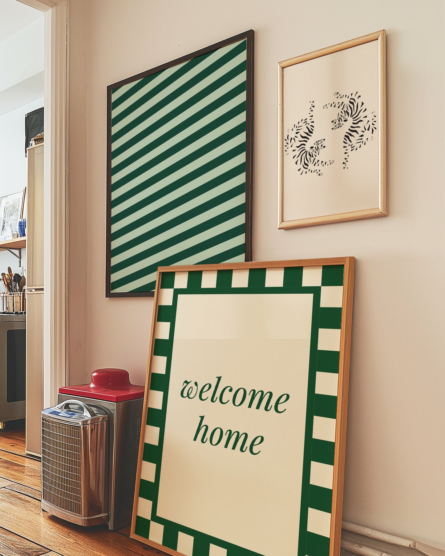 Green Welcome Home Checkers | Digital Print