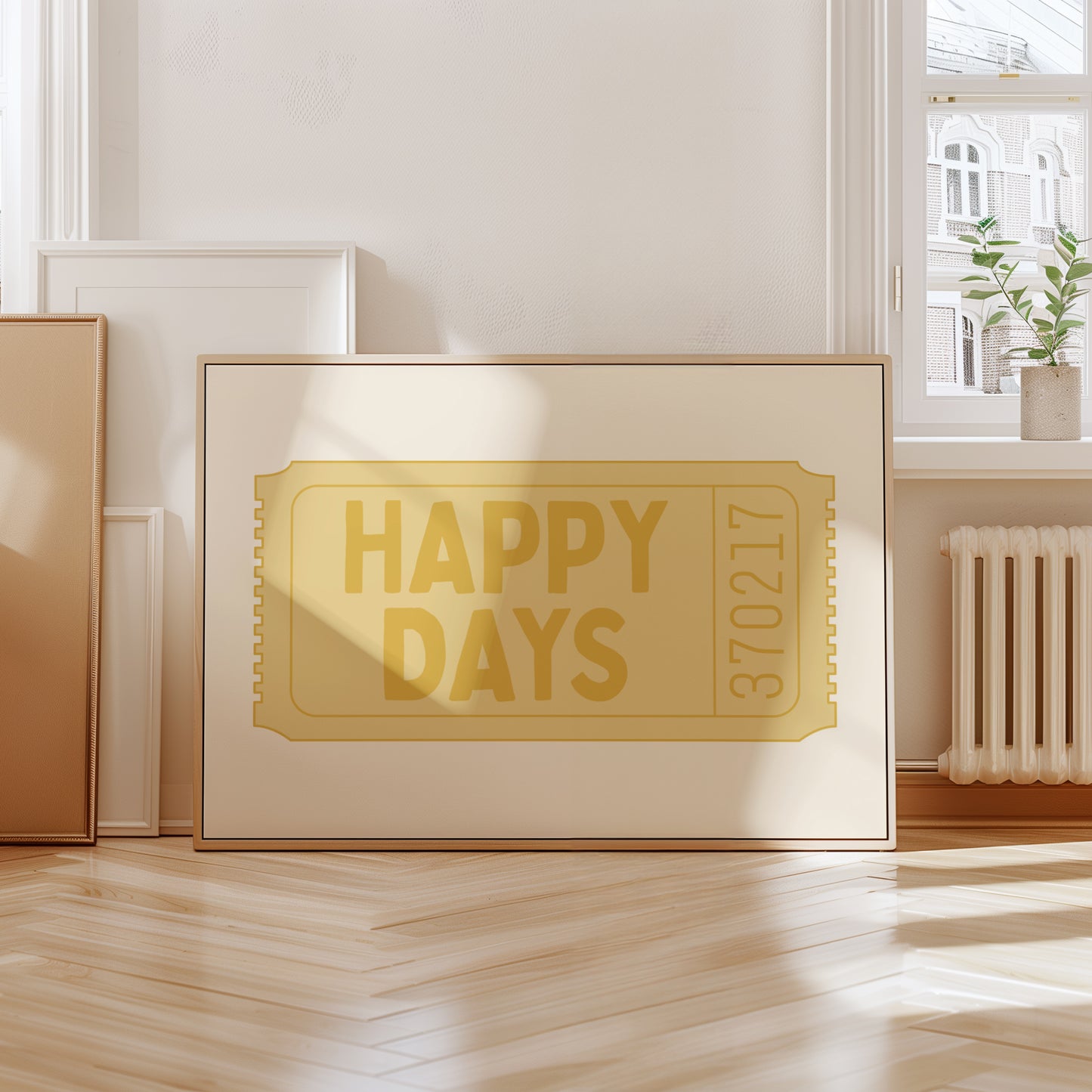 Happy Days Ticket | Yellow | Horizontal | Illustration Design | Digital Print