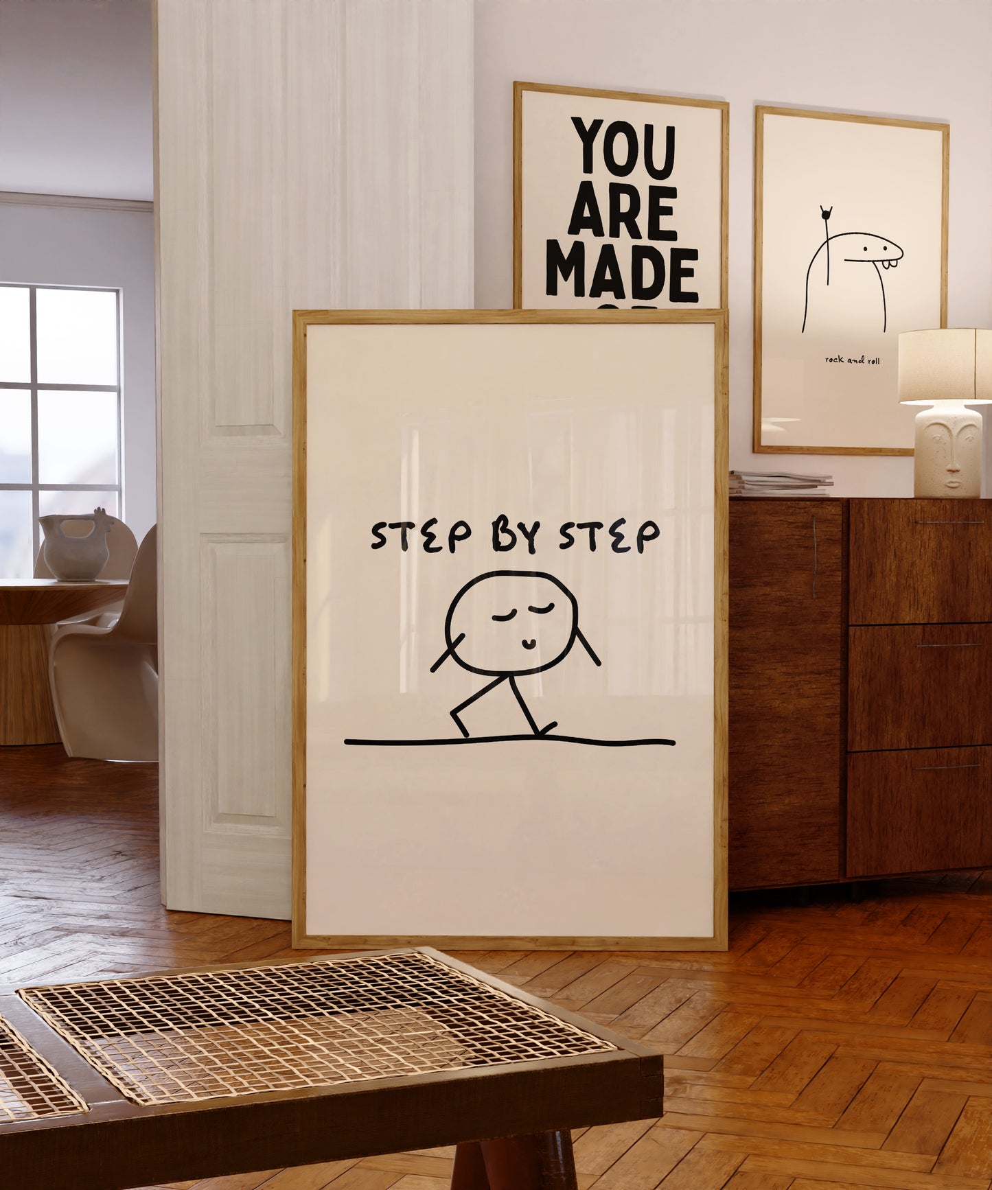 Step By Step | Black | Illustration Design | Digital Print