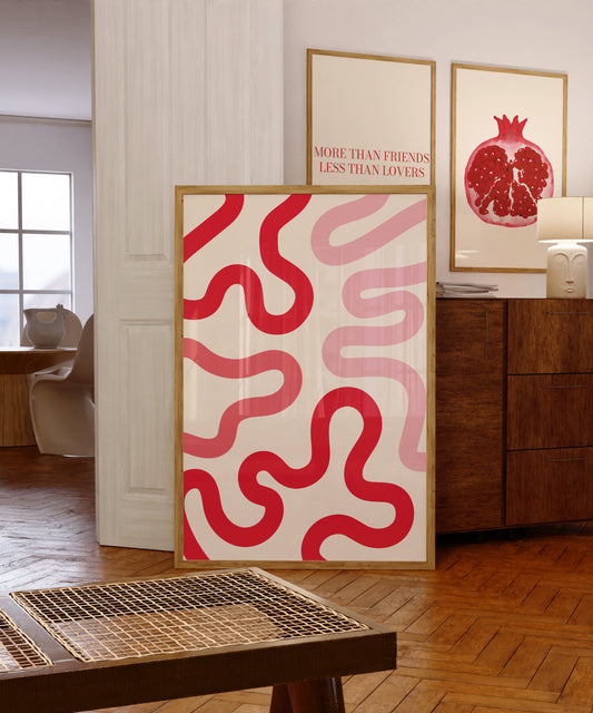 Pink Red Squiggles | Digital Print