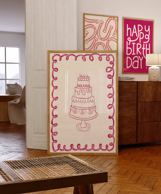 Tiered Cake Illustration Pink | Digital Print