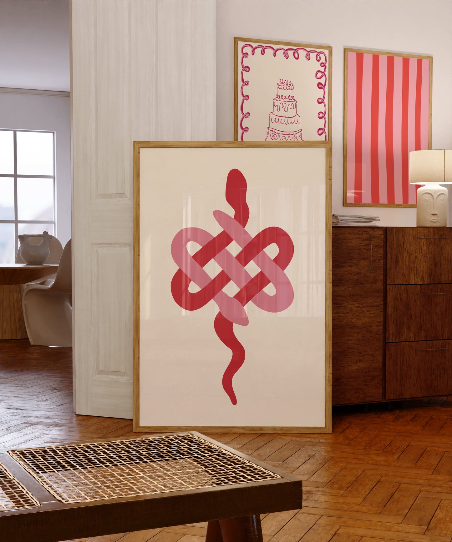 Snake Illustration Pink Red | Digital Print