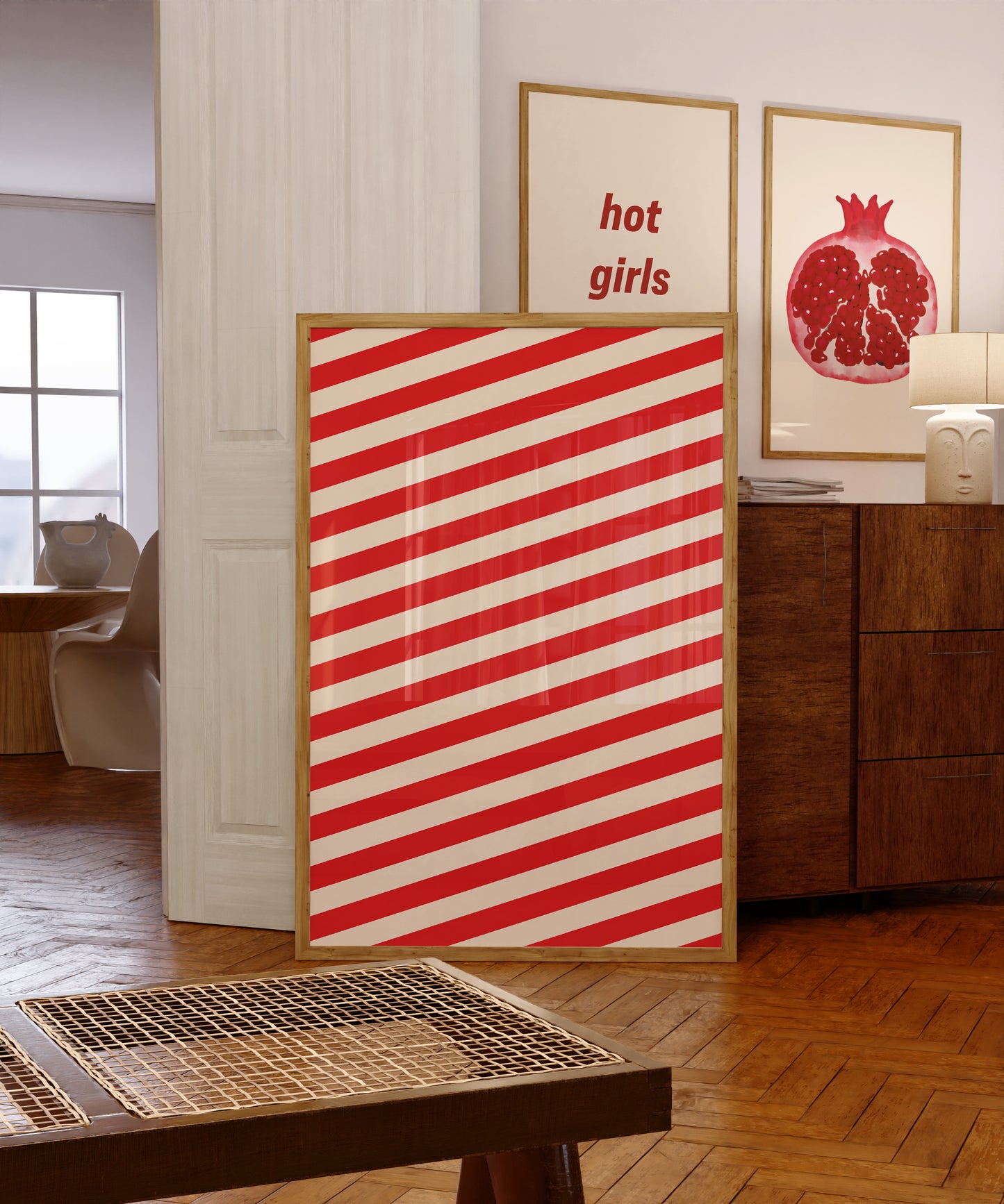 Red Diagonal Stripes | Digital Print