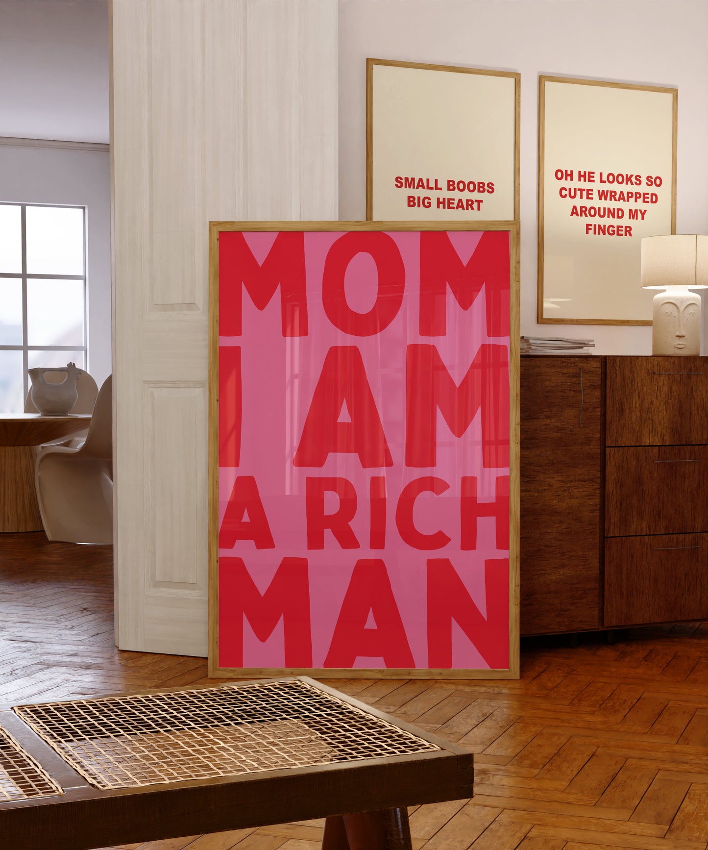 Mom I Am A Rich Man | Pink Red | Digital Print