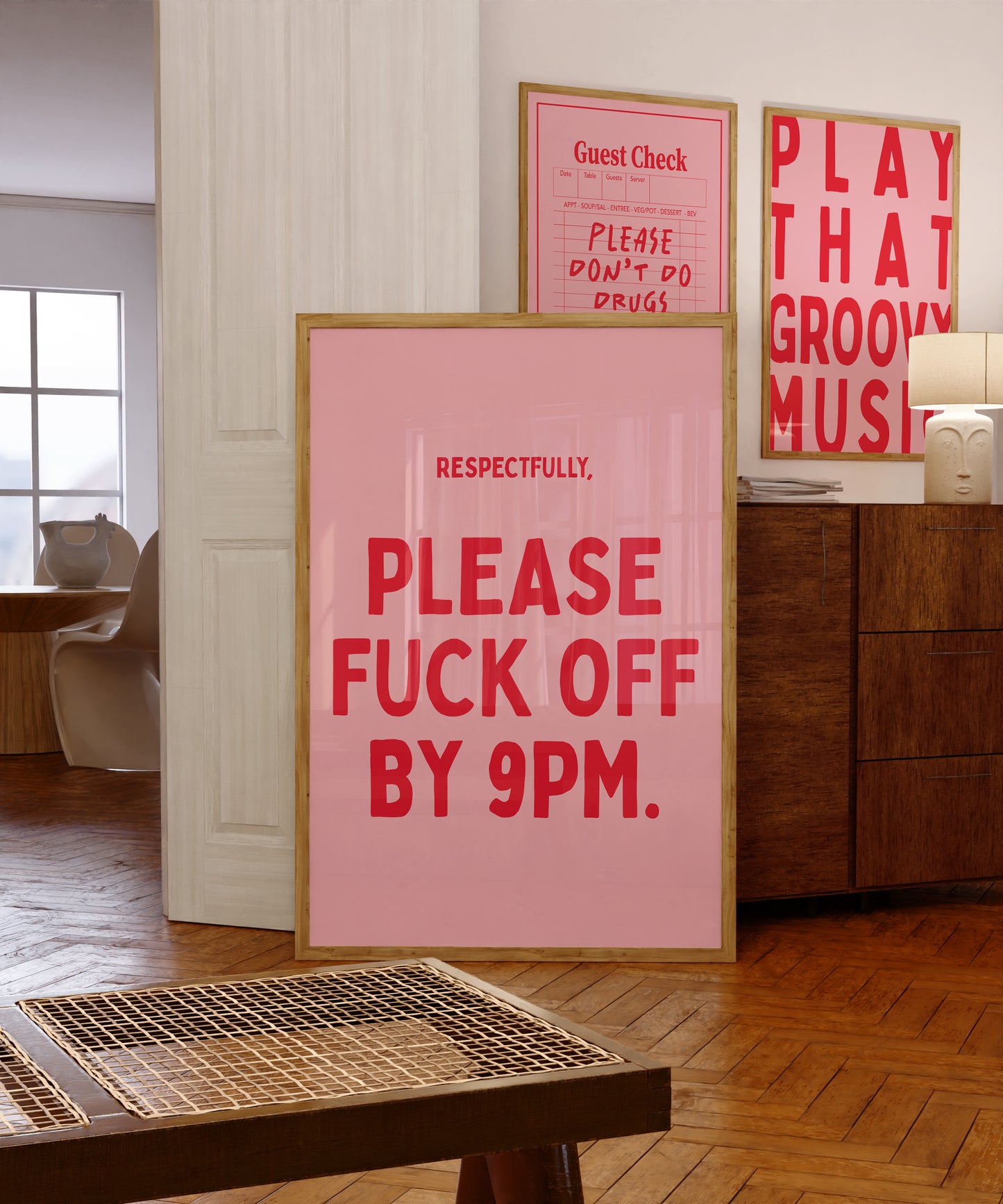 Respectfully Please Fuck Off By 9pm | Pink Red | Digital Print