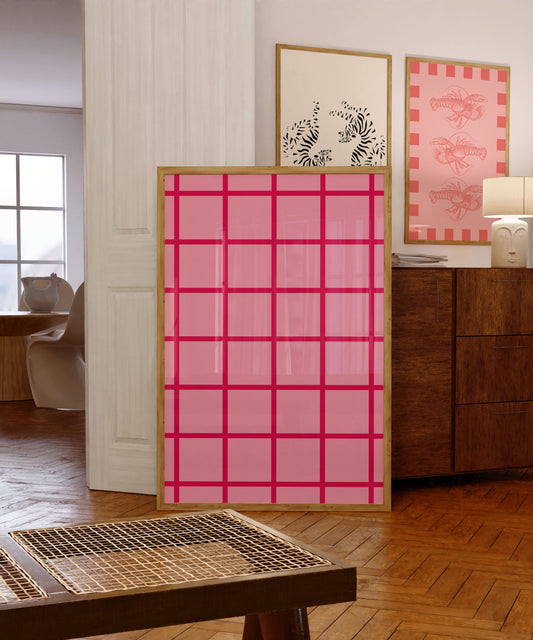 Pink Grid Cubes | Digital Print