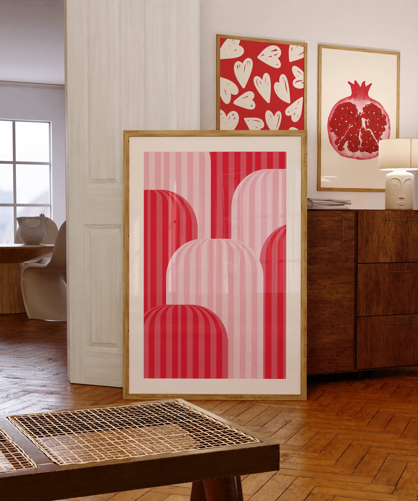 Pink Red Striped Arches | Digital Print