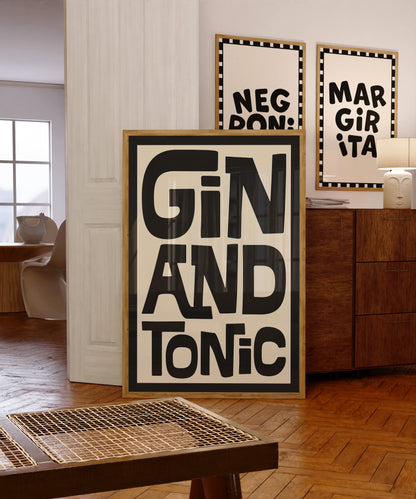 Gin And Tonic Alcohol Drinks Black | Digital Print