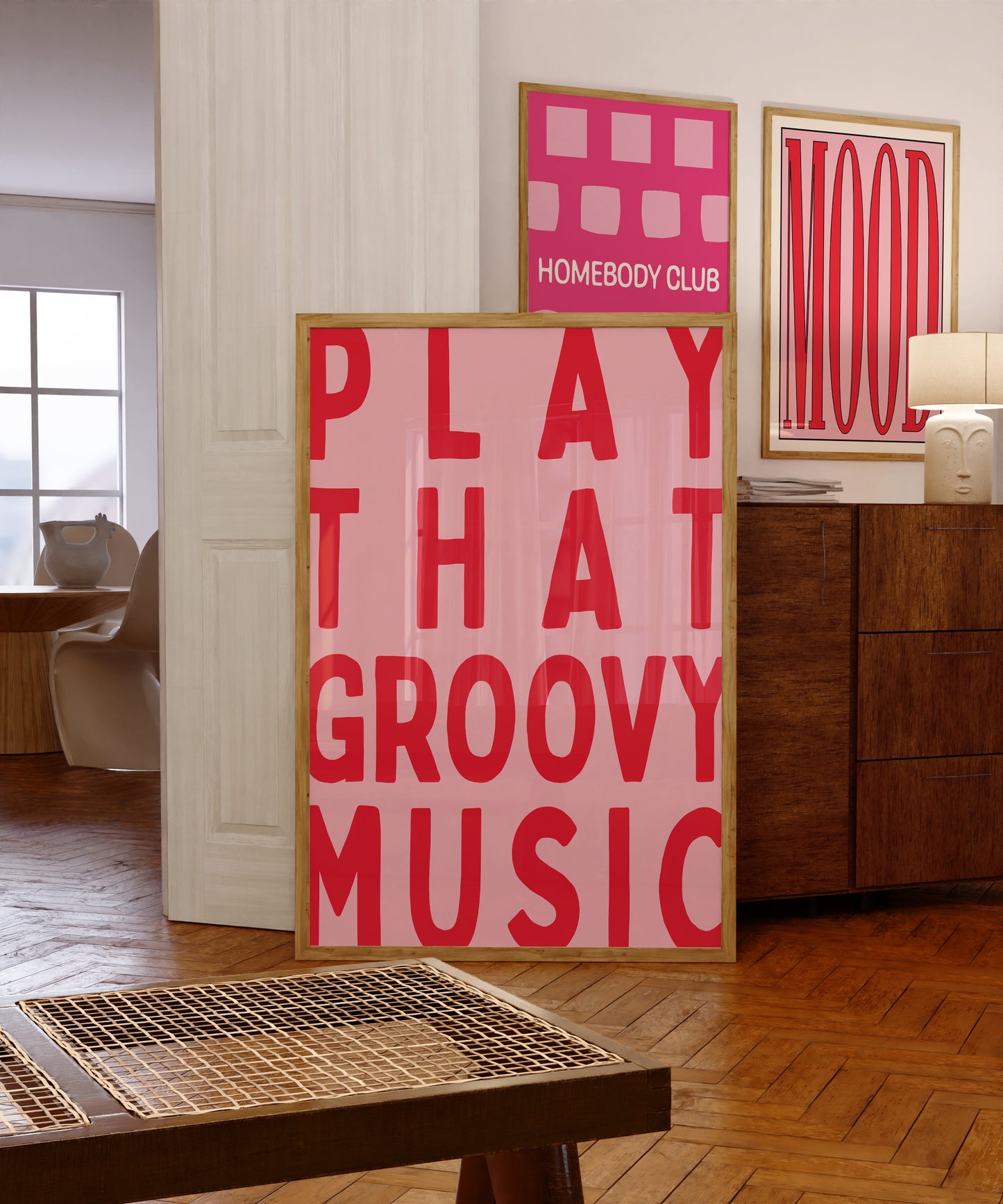 Play That Groovy Music | Pink Red | Digital Print