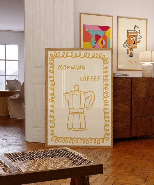 Morning Coffee Illustration | Yellow | Illustration Design | Digital Print