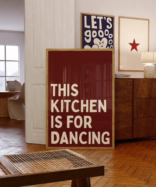 Red This Kitchen Is For Dancing | Digital Print