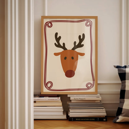 Red Noise Reindeer Illustration| Digital Print