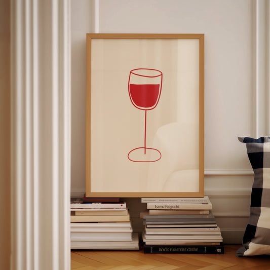 Red Glass Of Wine Illustration | Digital Print