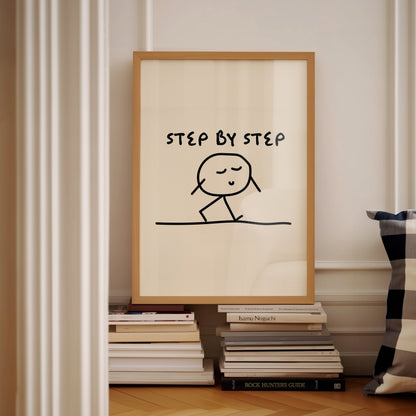 Step By Step | Black | Illustration Design | Digital Print