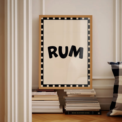 Rum Checkered Alcohol Drinks Black | Digital Print