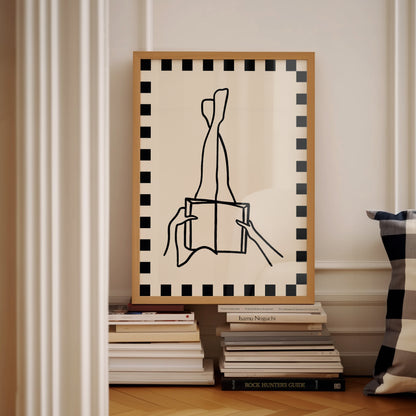 Black Reading Legs In Air Illustration | Digital Print