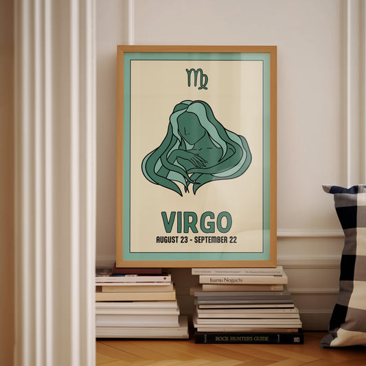 Virgo | Star Sign Illustration | Zodiac Print | Astrology Art | Blue | Digital Print