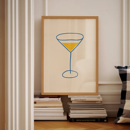 Yellow Blue Martini Illustration | Digital Print