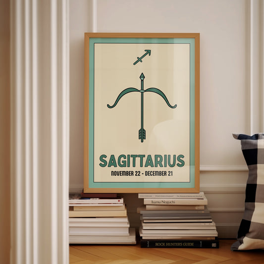 Sagittarius | Star Sign Illustration | Zodiac Print | Astrology Art | Blue | Digital Print