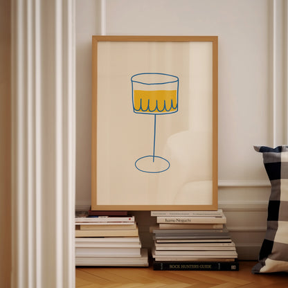 Yellow Blue Cocktail Illustration | Digital Print