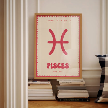 Pisces | Star Sign | Zodiac Print | Astrology Art | Pink | Digital Print