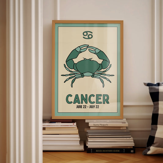 Cancer | Star Sign Illustration | Zodiac Print | Astrology Art | Blue | Digital Print