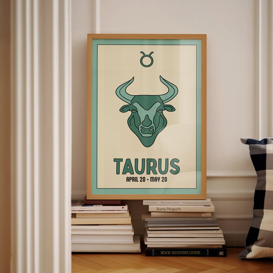 Taurus | Star Sign Illustration | Zodiac Print | Astrology Art | Blue | Digital Print