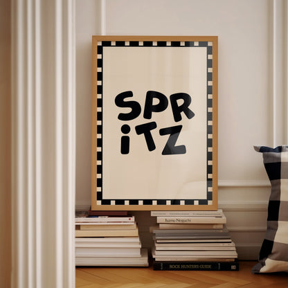 Spritz Checkered Alcohol Drinks Black | Digital Print