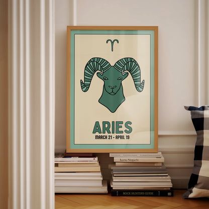 Aries | Star Sign Illustration | Zodiac Print | Astrology Art | Blue | Digital Print