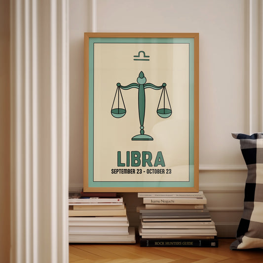 Libra | Star Sign Illustration | Zodiac Print | Astrology Art | Blue | Digital Print