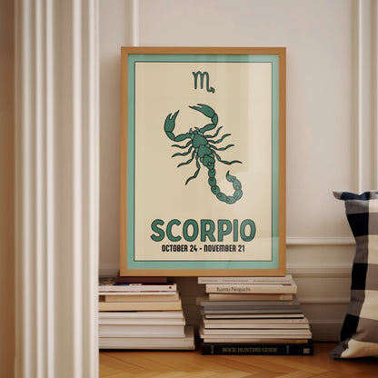 Scorpio | Star Sign Illustration | Zodiac Print | Astrology Art | Blue | Digital Print