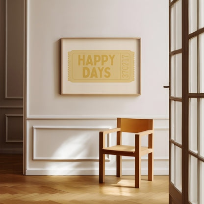 Happy Days Ticket | Yellow | Horizontal | Illustration Design | Digital Print