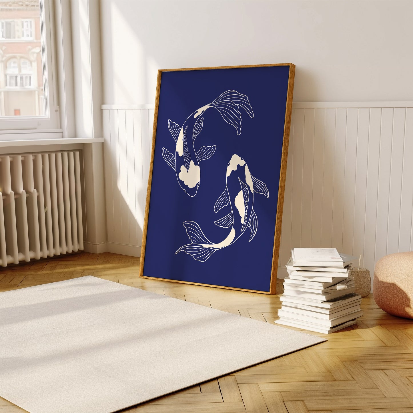 Sketched Koi Fish | Blue | Illustration Design | Digital Print