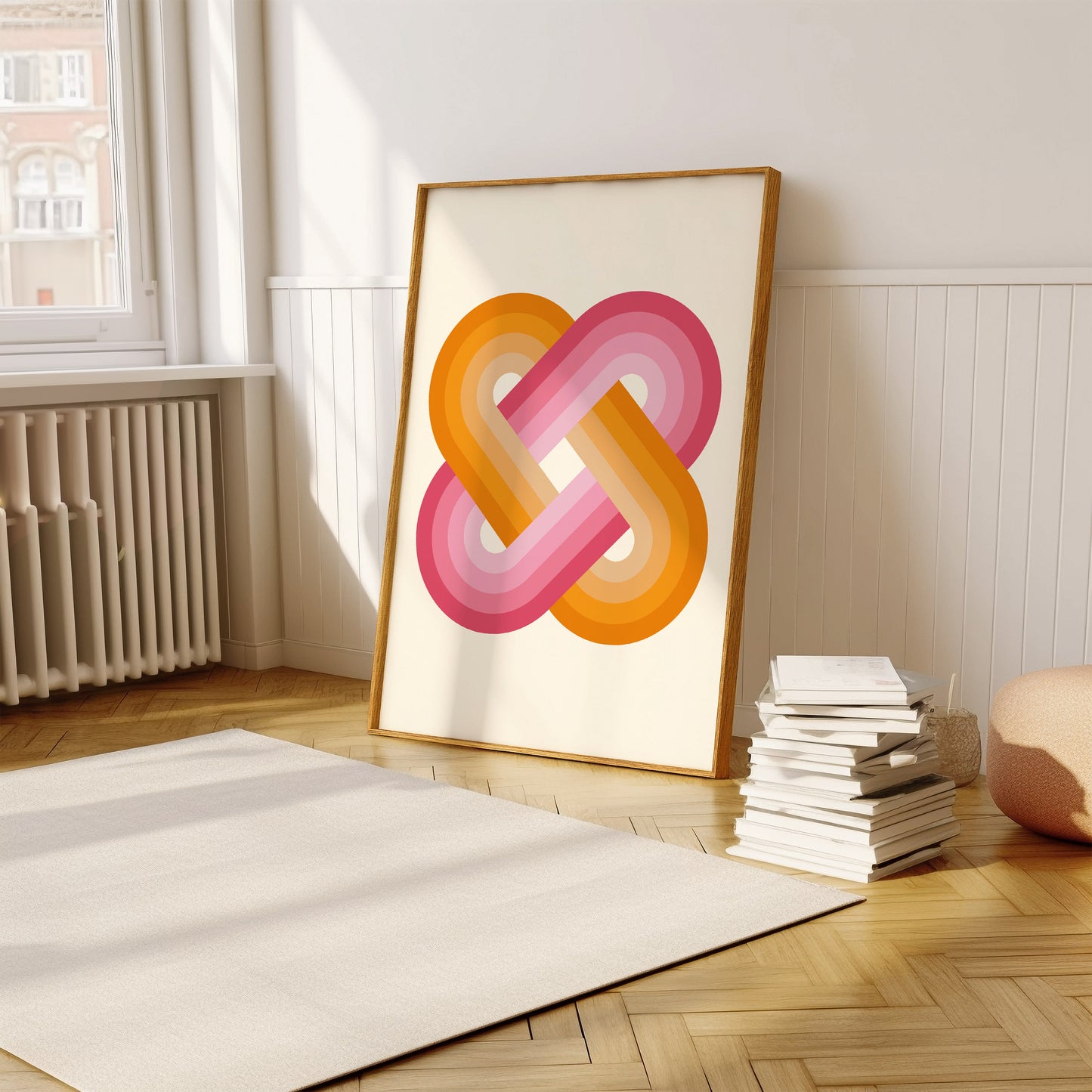 Pink Orange Gradient Intertwined Ovals | Digital Print