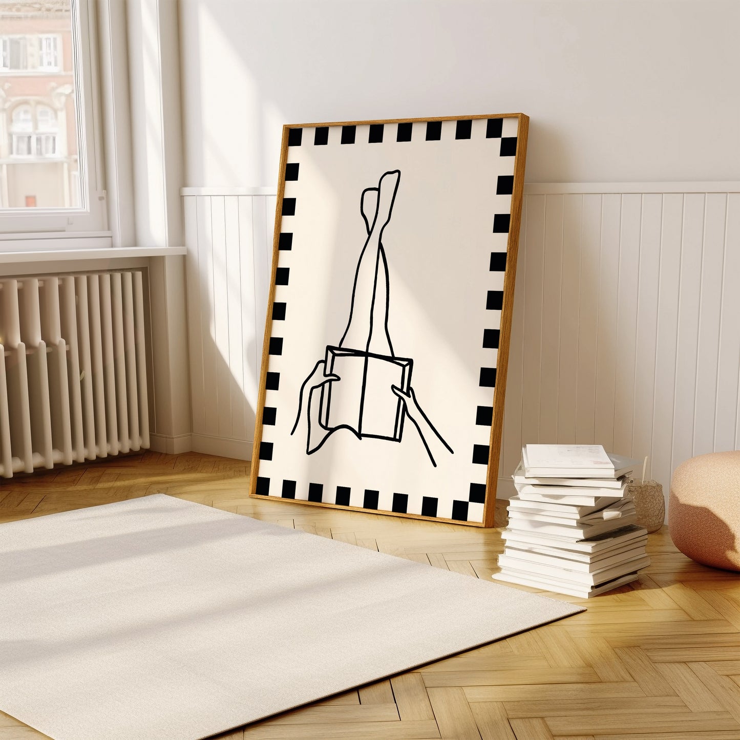 Black Reading Legs In Air Illustration | Digital Print