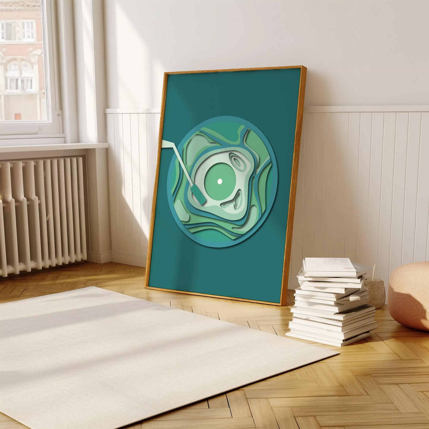 Record Player Design | Blue Green | Illustration Design | Digital Print