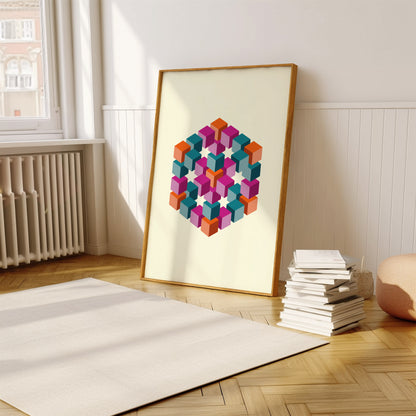 Colourful Geometric Cube | Digital Print