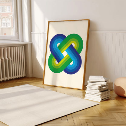 Blue Green Gradient Intertwined Ovals | Digital Print