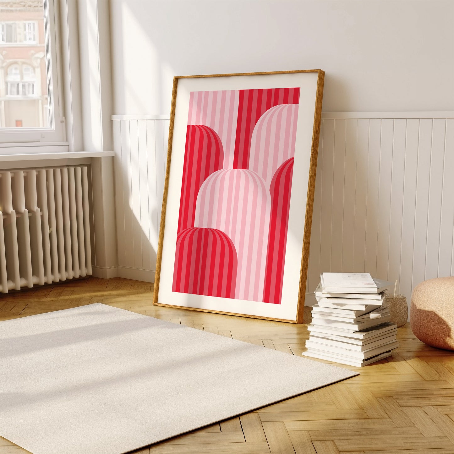 Pink Red Striped Arches | Digital Print