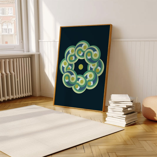 Blue Green Circle Pattern | Digital Print